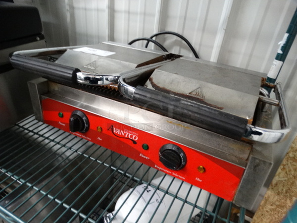 NICE! Avantco Model 177 Stainless Steel Commercial Countertop Double Panini Press. 22x14x9. Tested and Working! - Image 2 of 9