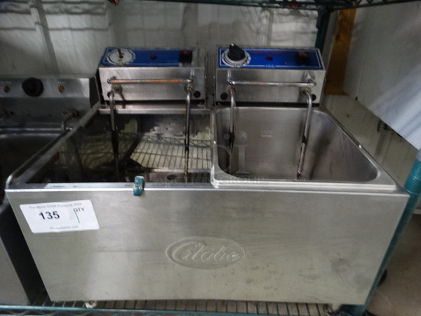 Globe Metal Countertop Electric Powered Fryer. Missing 1 Bin. 22x19x17 - Image 1 of 7
