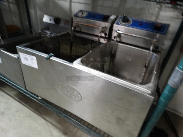 Globe Metal Countertop Electric Powered Fryer. Missing 1 Bin. 22x19x17 - Image 2 of 7