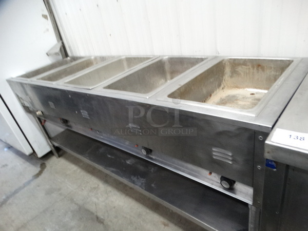 NICE! Eagle Stainless Steel Commercial Electric Powered 5 Well Steam Table w/ Undershelf and Shelf Frame Attachment. 79x24x34. Cannot Test Due To Plug Style  - Image 7 of 10