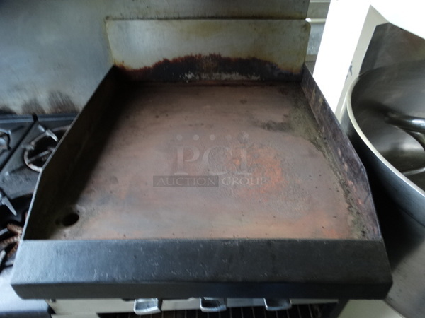 NICE! Garland Metal Commercial Gas Powered 6 Burner Range w/ Right Side Flat Top Griddle, 2 Lower Ovens and Metal Overshelf.  62x33x58 - Image 4 of 10