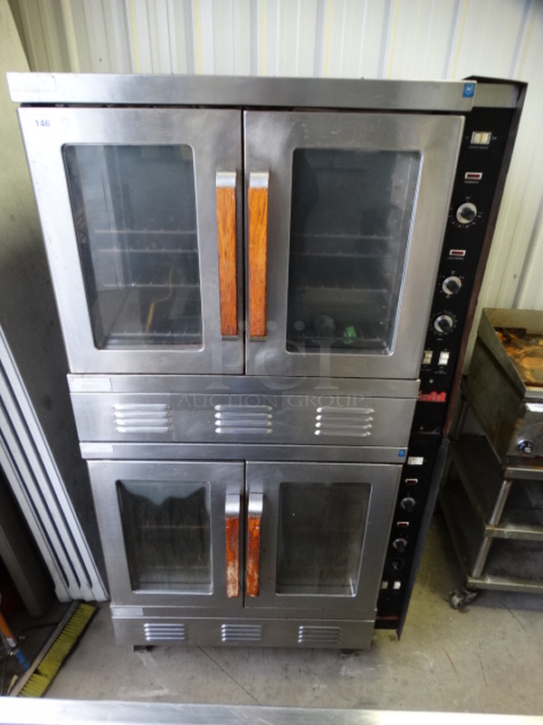 2 GORGEOUS! Vulcan Snorkel Stainless Steel Commercial Gas Powered Full Size Convection Oven w/ View Through Doors, Metal Oven Racks and Thermostatic Controls. 40x37x76. 2 Times Your Bid! 