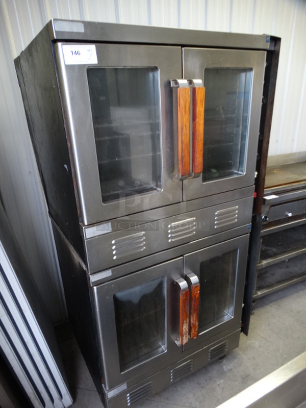 2 GORGEOUS! Vulcan Snorkel Stainless Steel Commercial Gas Powered Full Size Convection Oven w/ View Through Doors, Metal Oven Racks and Thermostatic Controls. 40x37x76. 2 Times Your Bid!  - Image 3 of 11