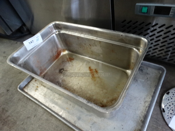 2 Metal Items; Fryer Bin and Full Size Baking Pan. 13.5x22x8, 18x26x1. 2 Times Your Bid!
 - Image 3 of 3