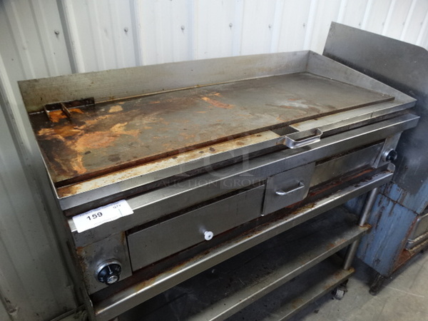NICE! Stainless Steel Commercial Gas Powered Flat Top Griddle on Stainless Steel Stand w/ Commercial Casters. 48x24x45.5 - Image 3 of 8