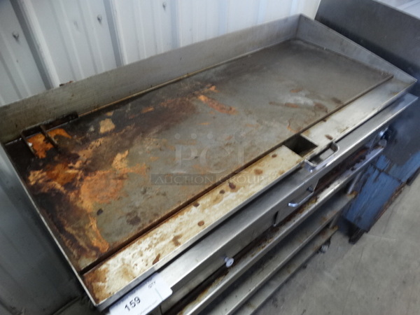 NICE! Stainless Steel Commercial Gas Powered Flat Top Griddle on Stainless Steel Stand w/ Commercial Casters. 48x24x45.5 - Image 4 of 8