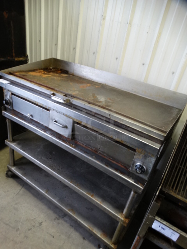 NICE! Stainless Steel Commercial Gas Powered Flat Top Griddle on Stainless Steel Stand w/ Commercial Casters. 48x24x45.5 - Image 5 of 8