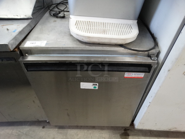 NICE! Delfield Model 406-CA Stainless Steel Commercial Single Door Undercounter Cooler on Commercial Casters. 115 Volts, 1 Phase. 27.5x28x34. Tested and Working!