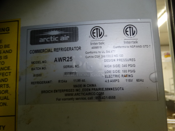 NICE! Arctic Air Model AWR25 Metal Commercial Single Door Reach In Cooler on Commercial Casters. 115 Volts, 1 Phase. 30x29x77.5. Tested and Working! - Image 6 of 8