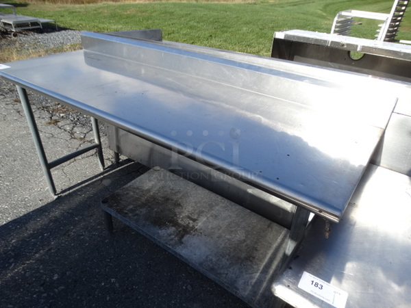 Stainless Steel Table w/ Backsplash and Metal Undershelf. 40x14x28 - Image 3 of 4