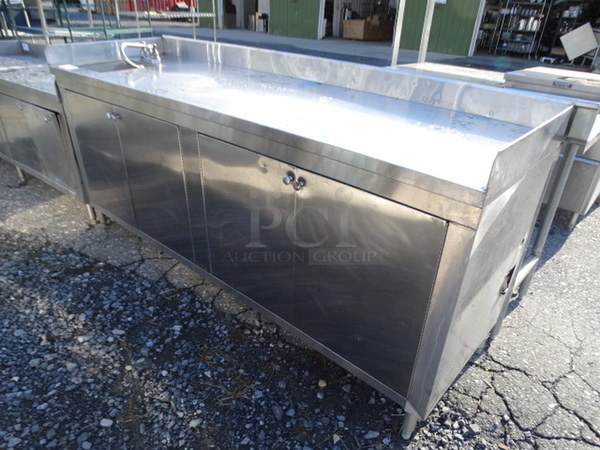 Stainless Steel Commercial Counter w/ Sink Bay, Faucet, Handles and 4 Doors. 84x26x40 - Image 2 of 8