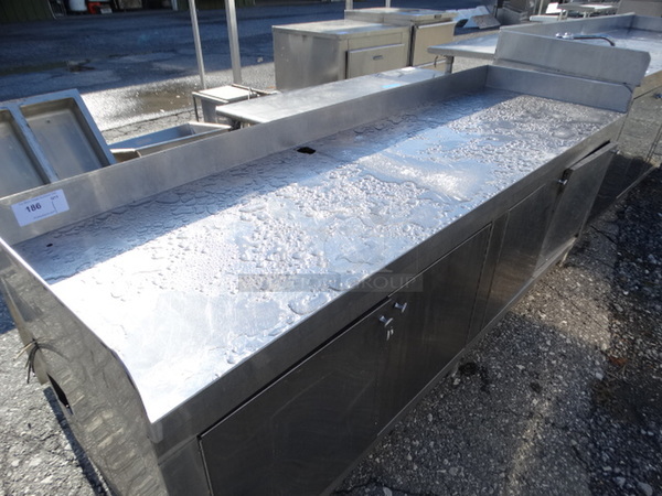 Stainless Steel Commercial Counter w/ Backsplash and 4 Doors. 84x26x34 - Image 2 of 5