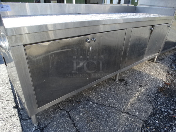 Stainless Steel Commercial Counter w/ Backsplash and 4 Doors. 84x26x34 - Image 3 of 5