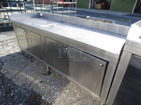 Stainless Steel Commercial Counter w/ Backsplash and 4 Doors. 84x26x34 - Image 5 of 5