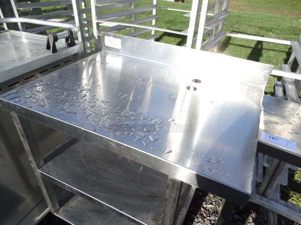 Stainless Steel Table w/ Backsplash and 2 Undershelves. 34x24x40 - Image 3 of 6