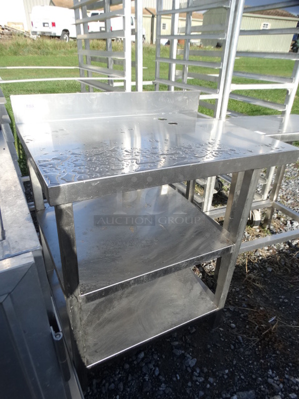 Stainless Steel Table w/ Backsplash and 2 Undershelves. 34x24x40 - Image 4 of 6