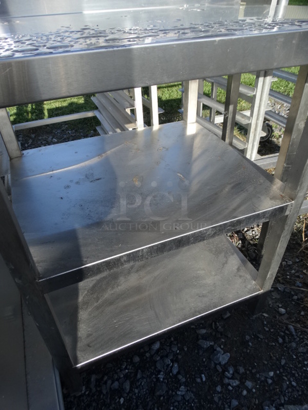 Stainless Steel Table w/ Backsplash and 2 Undershelves. 34x24x40 - Image 5 of 6