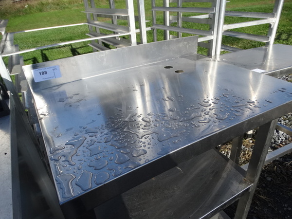 Stainless Steel Table w/ Backsplash and 2 Undershelves. 34x24x40 - Image 6 of 6