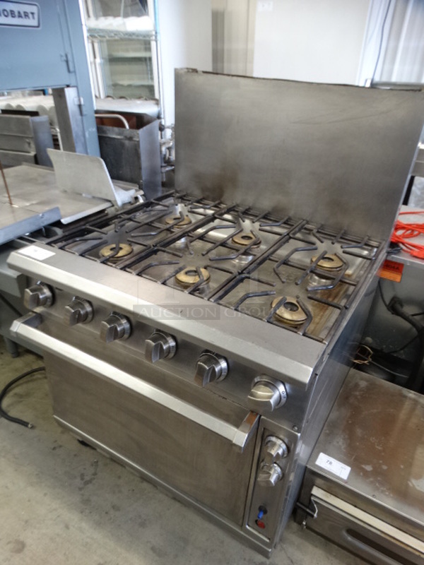 GREAT! Stainless Steel Commercial Gas Powered 6 Burner Range w/ Lower Oven and Backsplash. 36x37x56 - Image 3 of 7