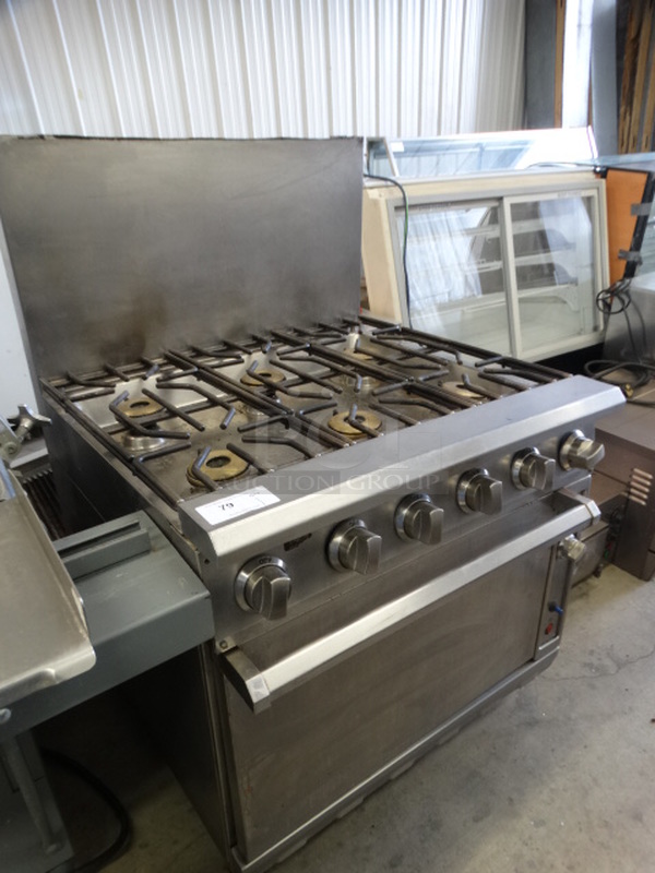 GREAT! Stainless Steel Commercial Gas Powered 6 Burner Range w/ Lower Oven and Backsplash. 36x37x56 - Image 4 of 7