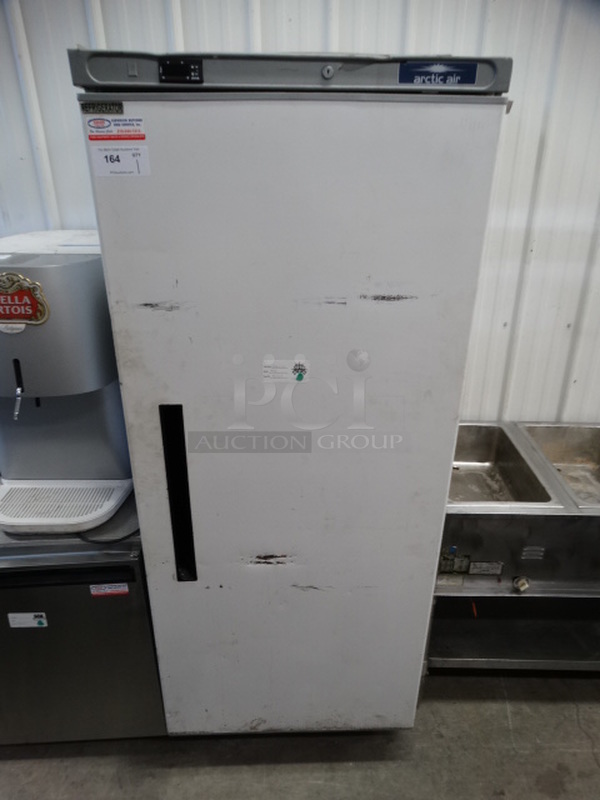 NICE! Arctic Air Model AWR25 Metal Commercial Single Door Reach In Cooler on Commercial Casters. 115 Volts, 1 Phase. 30x29x77.5. Tested and Working! - Image 1 of 8