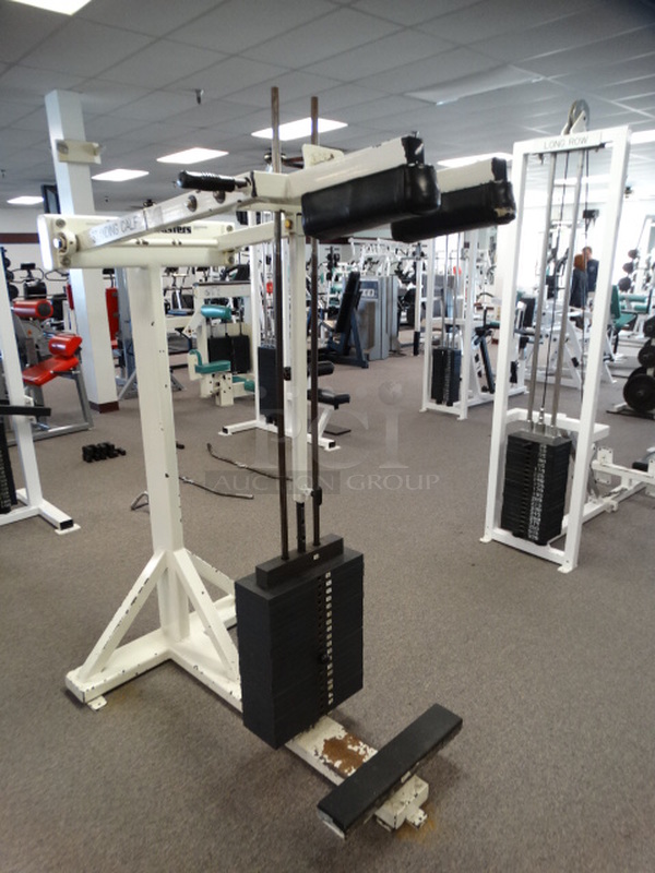 Body Masters White Metal Standing Calf Station. 34x50x73