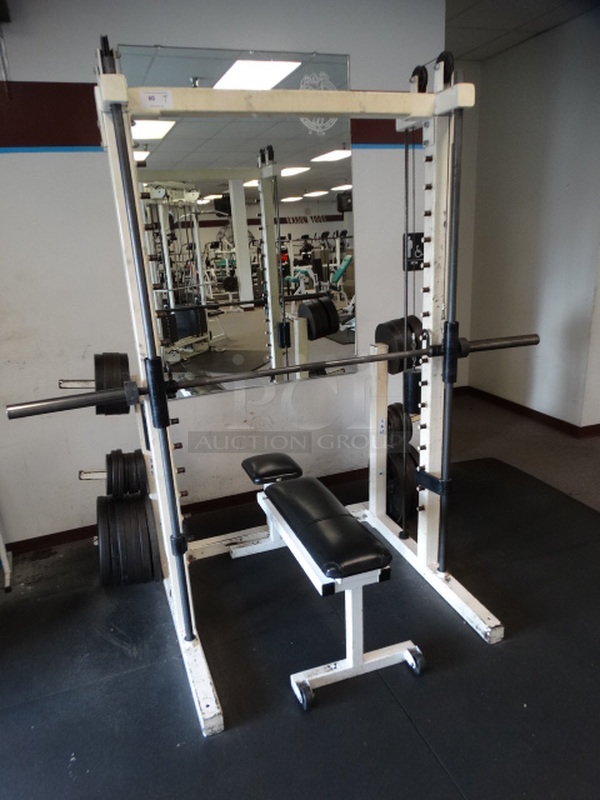 White Metal Smith Machine. Does Not Come w/ Plate Weights Shown In Picture. 86x49x90