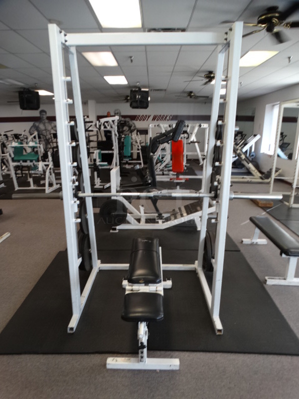 White Metal Smith Machine. Does Not Come w/ Plate Weights Shown In Picture. 64x74x90