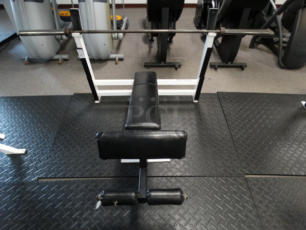 Reflex White Metal Decline Bench Press. Does Not Come w/ Olympic Bar Shown In Pictures. 50x62x43