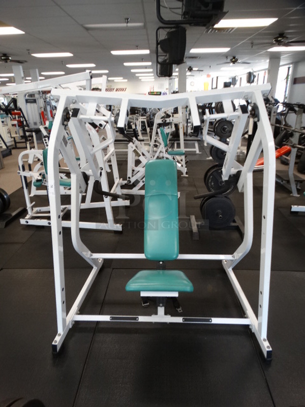 Hammer Strength White Metal Seated Shoulder Press Station. 61x48x70