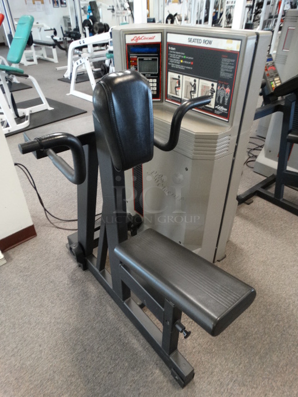 Life Circuit Black Metal Seated Row Machine. Unit Does Not Work - Being Sold For Parts. 50x46x50