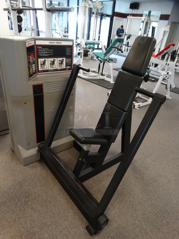 Life Fitness Lifecycle Black Metal Chest Press Machine. 54x44x49