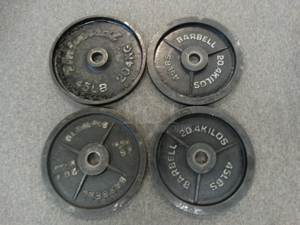 ALL ONE MONEY! Lot of 4 Various Brand 45 Pound Plate Weights! 
