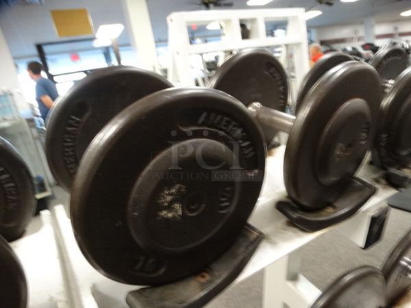 ALL ONE MONEY! Lot of 2 Metal 25 Pound Dumbbells!