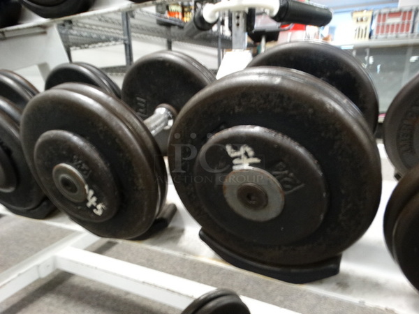 ALL ONE MONEY! Lot of 2 Metal 45 Pound Dumbbells!