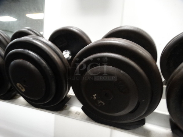 ALL ONE MONEY! Lot of 2 Metal 55 Pound Dumbbells!
