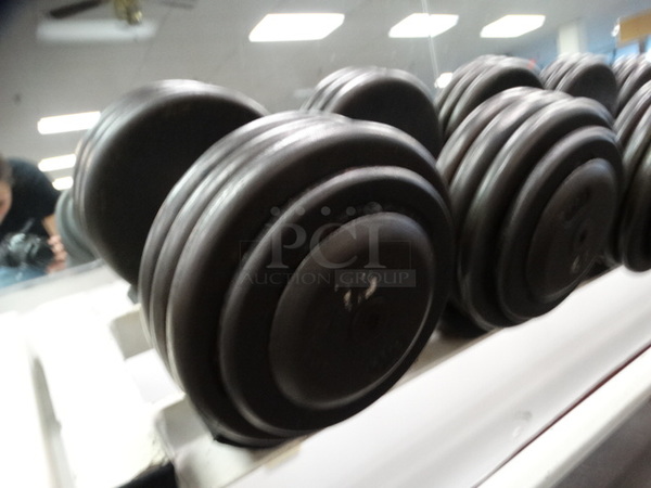 ALL ONE MONEY! Lot of 2 Metal 75 Pound Dumbbells!