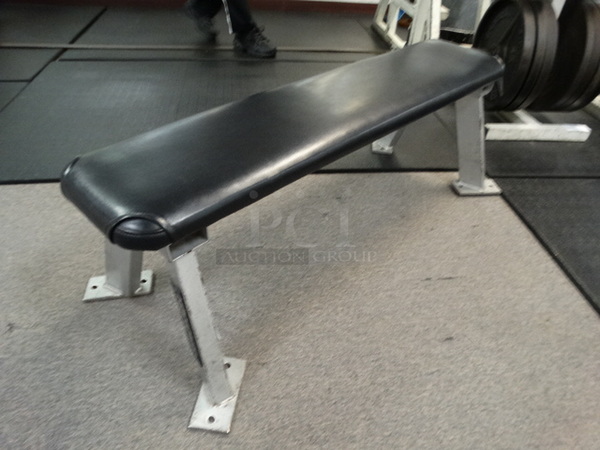 Hammer Strength Gray Metal Flat Bench. 22x50x16