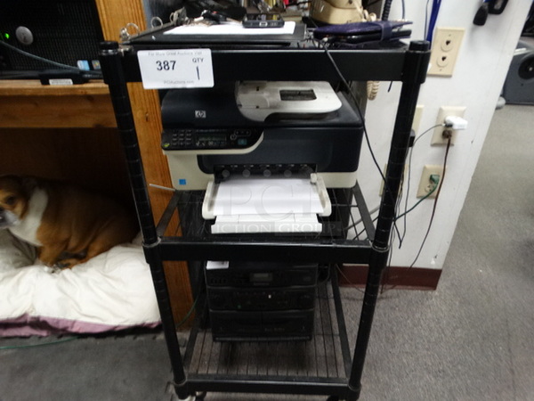 Black Metal 3 Tier Cart on Commercial Casters. Does Not Come w/ Contents. 18x24x36