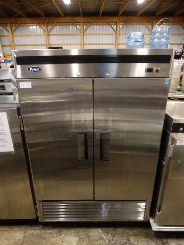 WOW! 2017 Atosa Model MBF8507 Stainless Steel Commercial 2 Door Reach In Cooler on Commercial Casters. 115 Volts, 1 Phase. 54x32x83. Tested and Working!