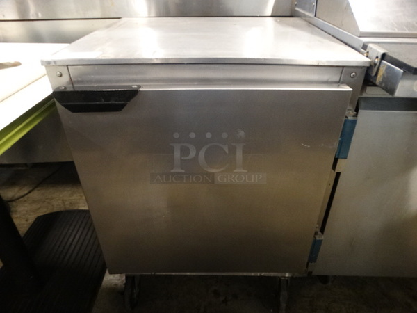 NICE! Beverage Air Model UCR27 Stainless Steel Commercial Single Door Undercounter Cooler on Commercial Casters. 115 Volts, 1 Phase. 27x30x35. Tested and Working!
