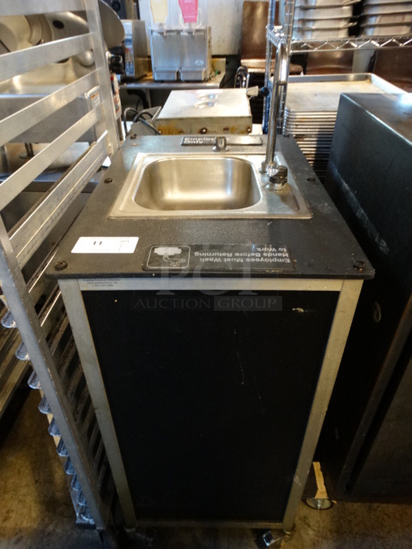 Commercial Counter w/ Single Bay Sink and Faucet on Commercial Casters. 19x29x47