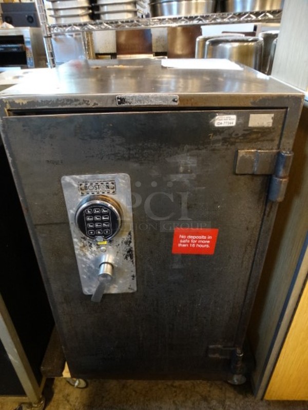 NICE! Boston Gray Metal Fire Resistant Single Compartment Safe. Comes w/ Combination! 22x25x37
