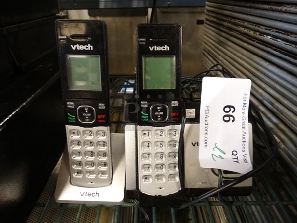 ALL ONE MONEY! Lot of 2 Vtech Phones in Cradle! 6x4x8, 3x4x8