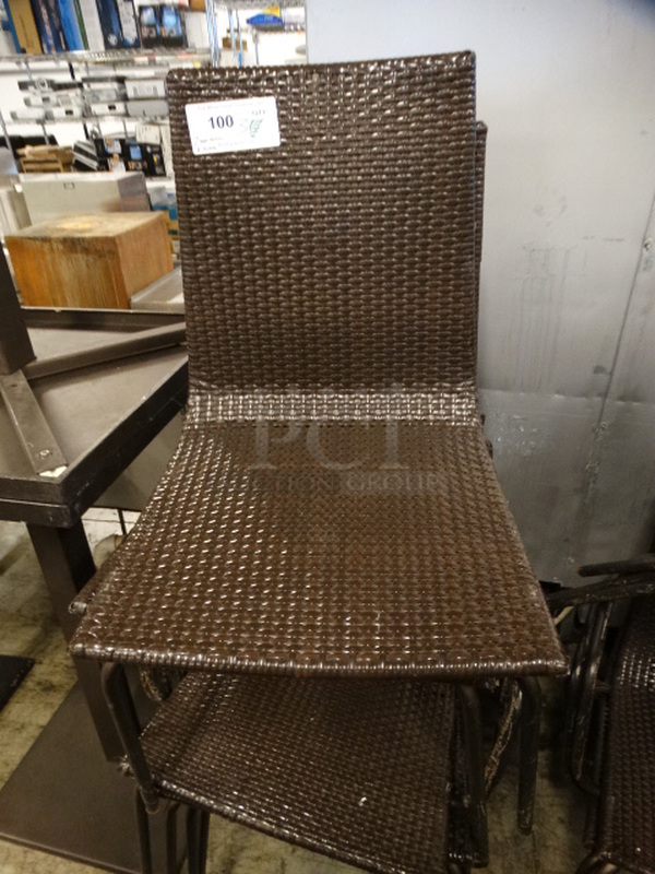 3 Brown Dining Height Chairs. 1 Has Metal Arm Rests. Stock Picture - Cosmetic Condition May Vary. 22x20x33, 23x20x33. 3 Times Your Bid!
