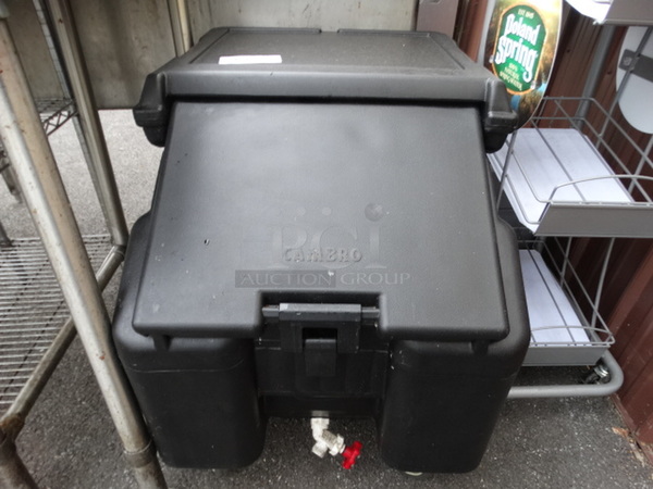 Cambro Black Poly Ice Transport Bin on Commercial Casters. 23x27x24