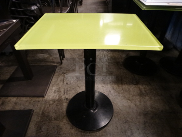 Green Tabletop on Black Metal Table Base. Stock Picture - Cosmetic Condition May Vary. 24x18x31