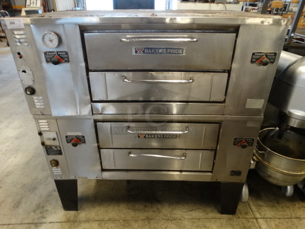 2 GORGEOUS! Baker's Pride Model DS805 Stainless Steel Commercial Natural Gas Powered Single Deck Pizza Ovens w/ Cooking Stones on Metal Legs. 70,000 BTU. 66x44x66.5. 2 Times Your Bid!