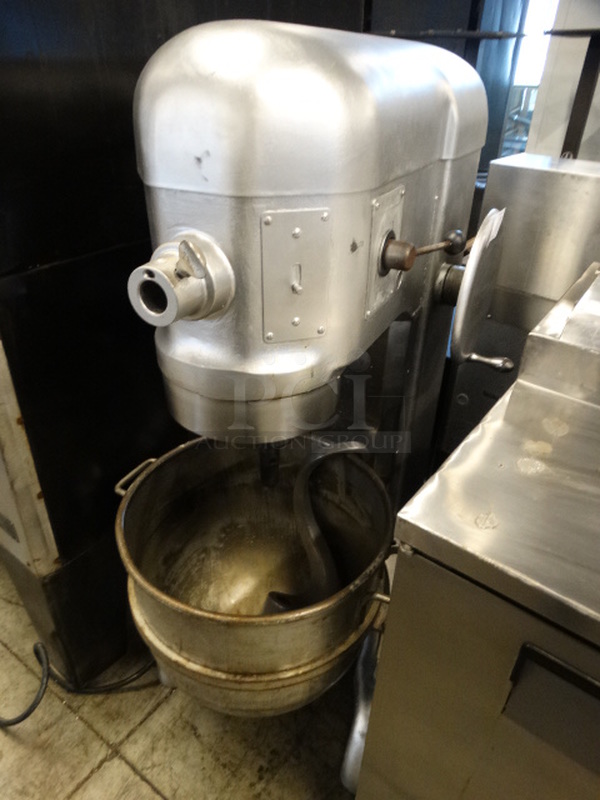 FANTASTIC! Hobart Model H-600 Metal Commercial Floor Style 60 Quart Planetary Mixer w/ Metal Mixing Bowl and Dough Hook Attachment. 230 Volts, 1 Phase. 24x38x56
