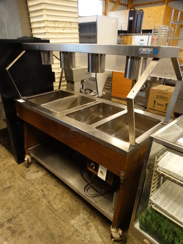 NICE! Stainless Steel Commercial 4 Bay Steam Table w/ Undershelf on Commercial Casters. 58x27x58. Could Not Test - Unit Trips Breaker
